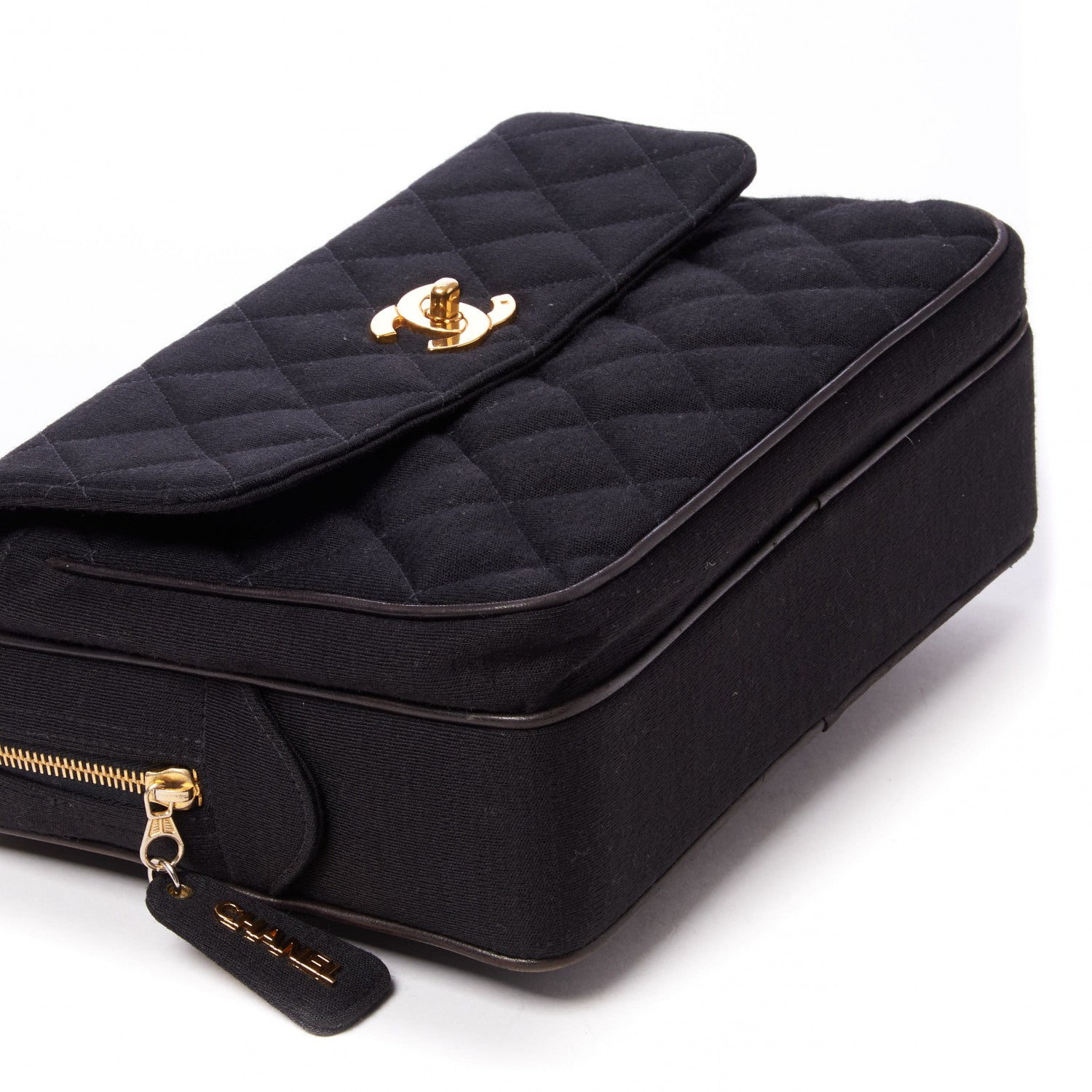 Chanel Jersey Quilted CC Shoulder Bag Black 9 of 11