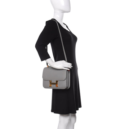 Hermes Epsom Horseshoe Constance 24 Gris Mouette Rouge Grenade 2 of 11