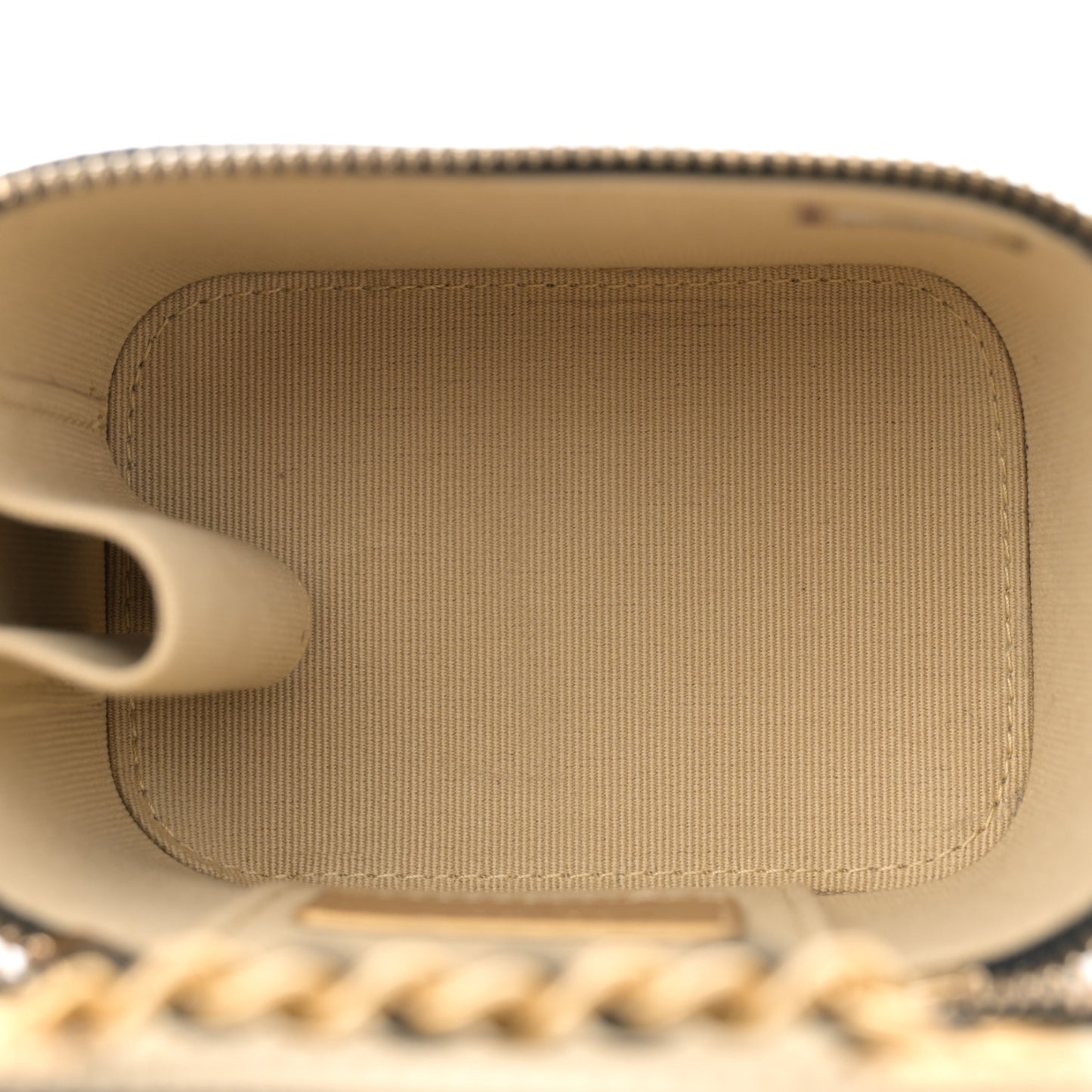 Lambskin Quilted Mini Pearl Crush Vanity Case With Chain Black