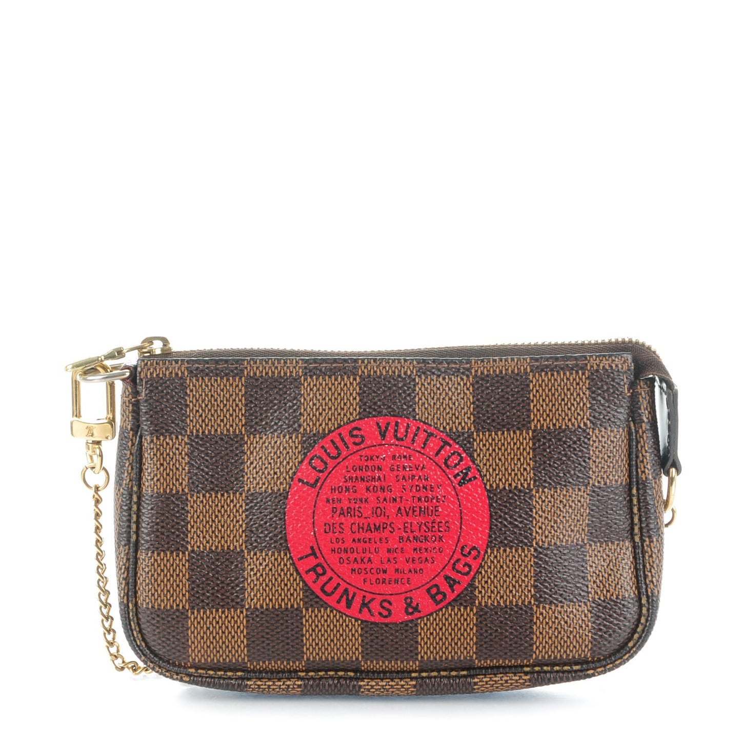 Damier Ebene Complice Trunks and Bags Mini Pochette Accessories Red