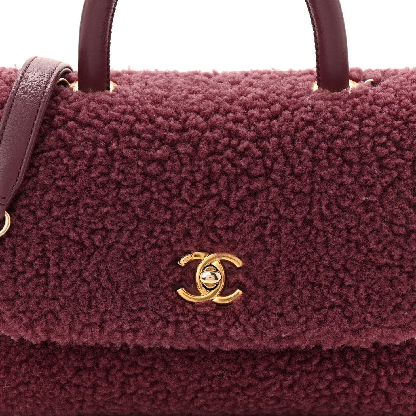 Shearling Lambskin Small Coco Handle Flap Pink