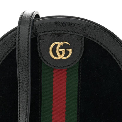 Gucci Suede Patent Web Mini Ophidia Round Shoulder Bag Black 8 of 10