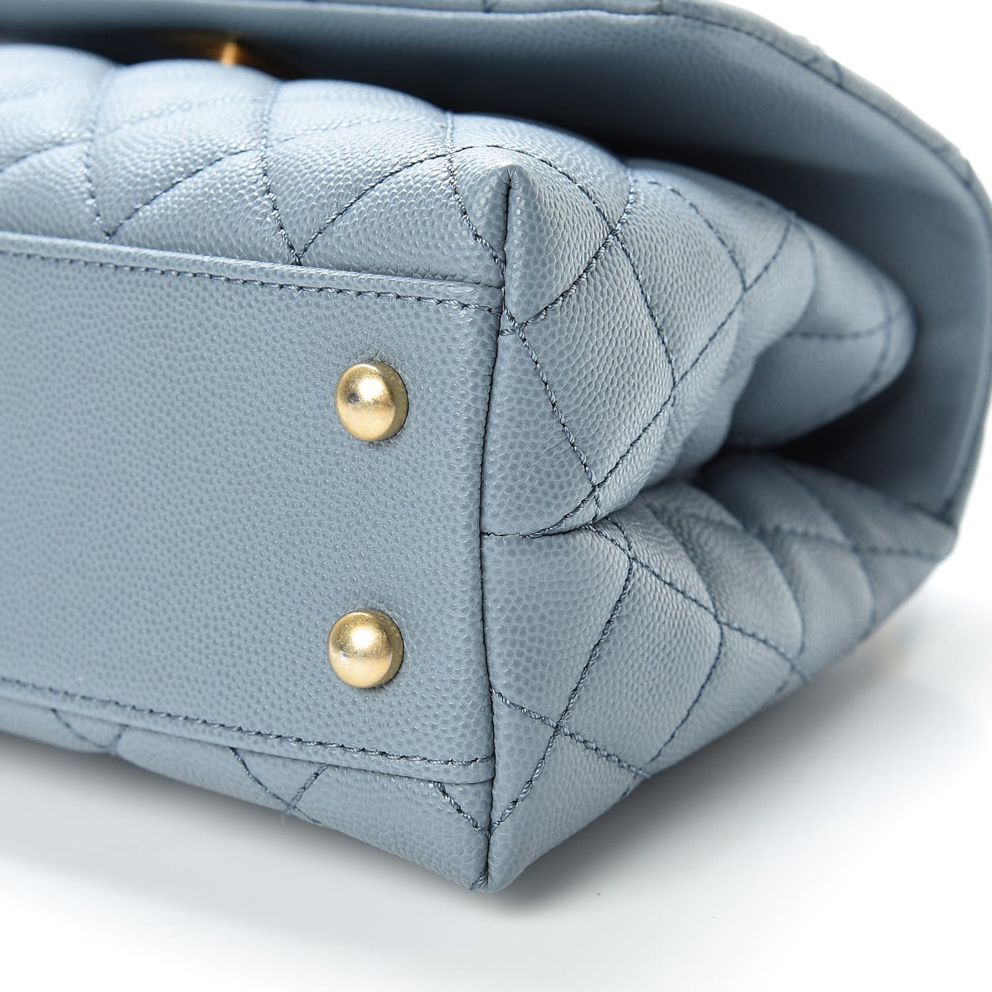Caviar Lizard Quilted Mini Coco Handle Flap Blue