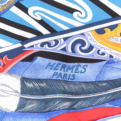 Hermes Silk Twill Kawa Ora Scarf 90 Bleu Jaune D'Or White 2 of 4