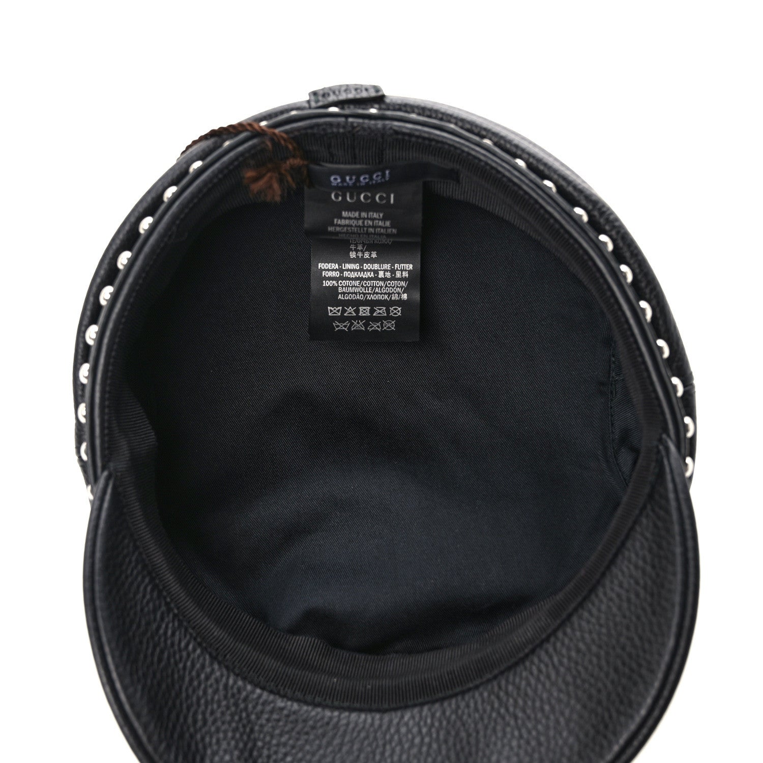 Gucci Calfskin Studded Cellarius Hat M Black 7 of 8