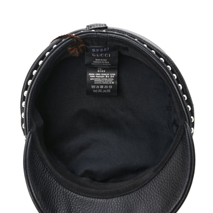 Gucci Calfskin Studded Cellarius Hat M Black 7 of 8