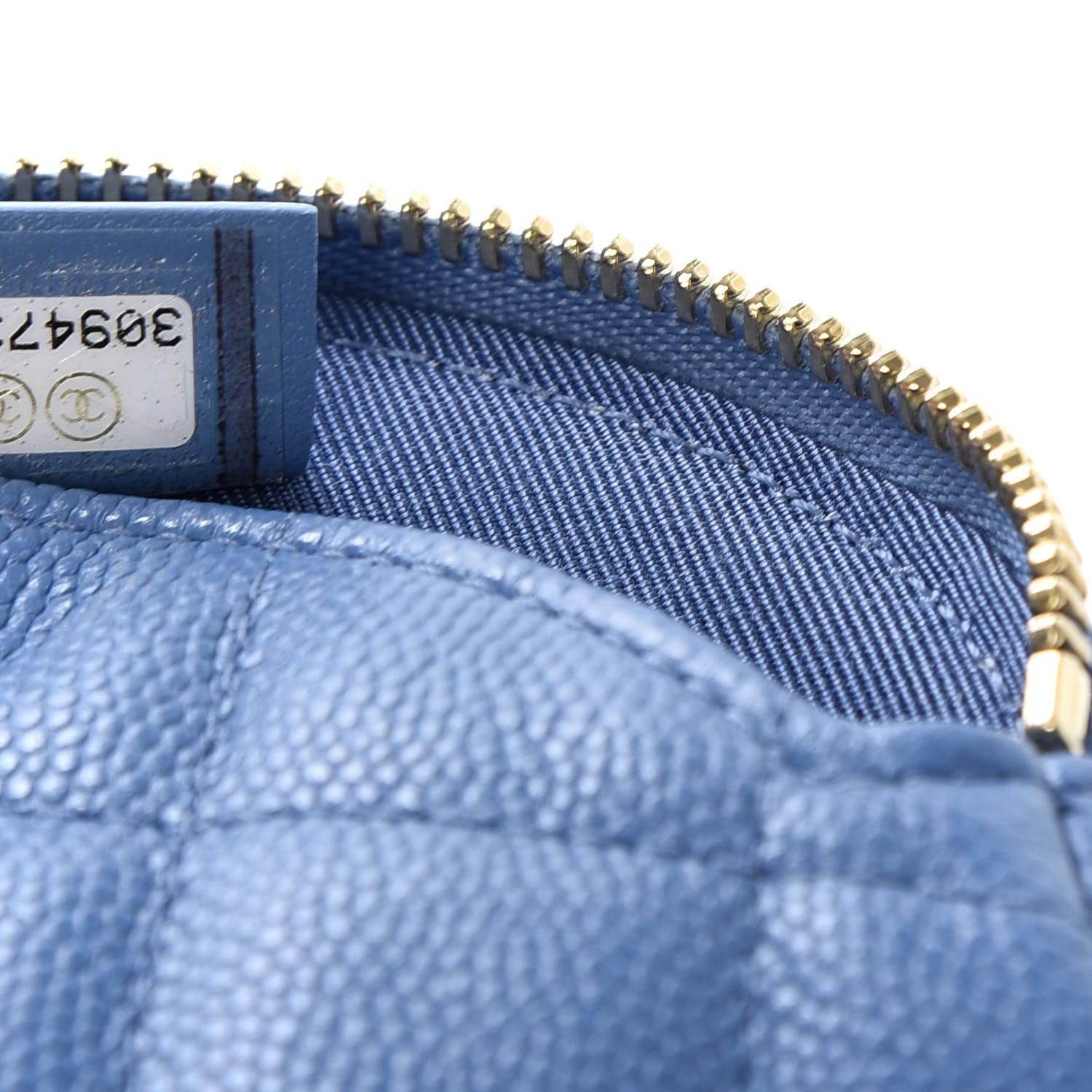 Chanel Caviar Quilted Zip Around Classic Coin Purse Light Blue 7 of 8