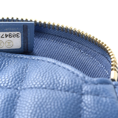 Chanel Caviar Quilted Zip Around Classic Coin Purse Light Blue 7 of 8