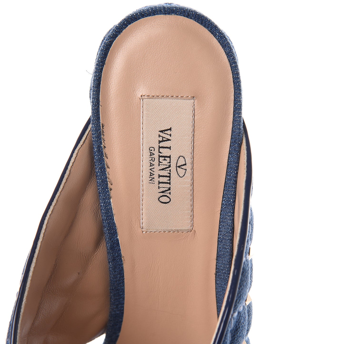 Denim Rockstud Spike Crisscross 90mm Slide Sandals 41 Light Denim