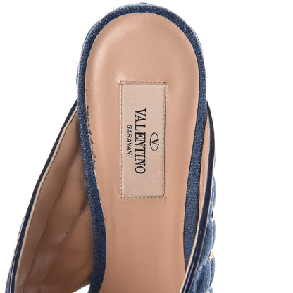 Valentino Garavani Denim Rockstud Spike Crisscross 90mm Slide Sandals 41 Light Denim 5 of 8