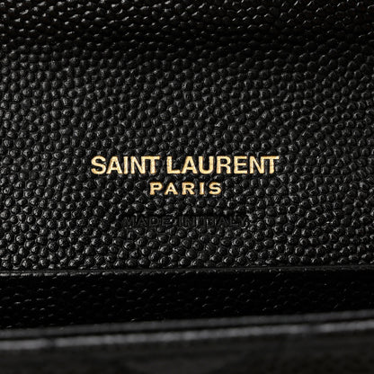 Saint Laurent Grain De Poudre Matelasse Chevron Small Monogram Envelope Wallet Black 6 of 8