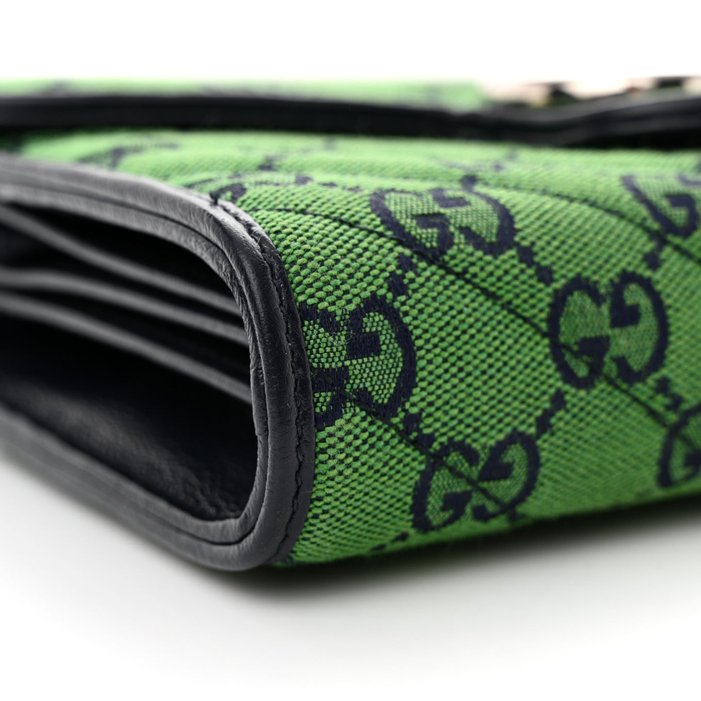 Monogram Multicolor Matelasse Diagonal GG Marmont Chain Wallet Green Blue