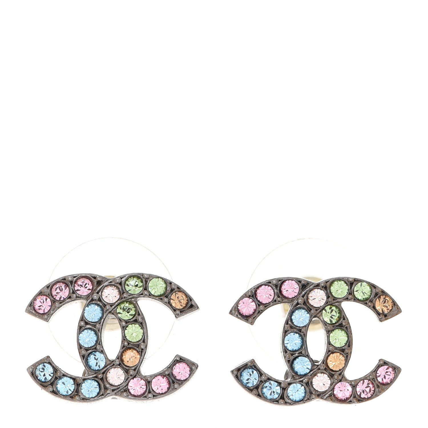 Chanel Ruthenium Crystal CC Earrings Multicolor 1 of 5