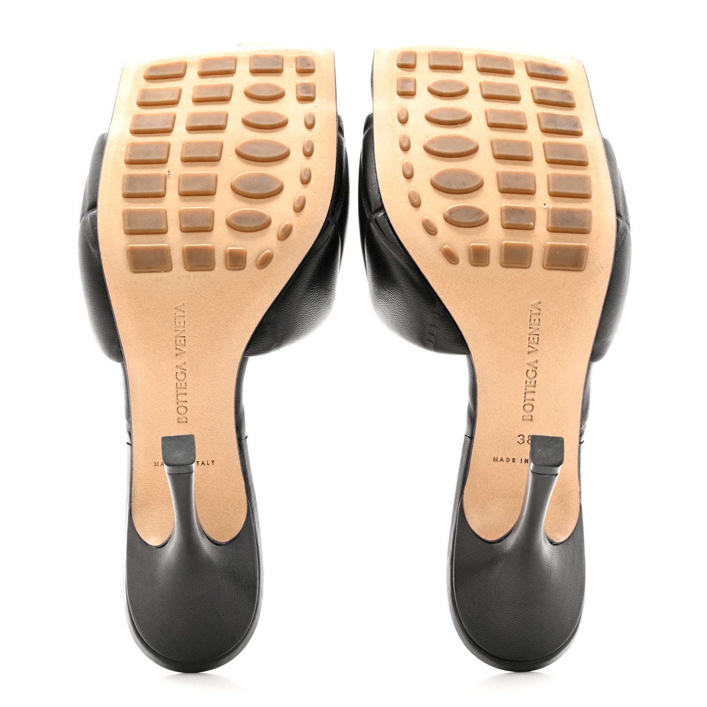 Nappa Quilted Rubber Lido Mule Sandals 38 Black