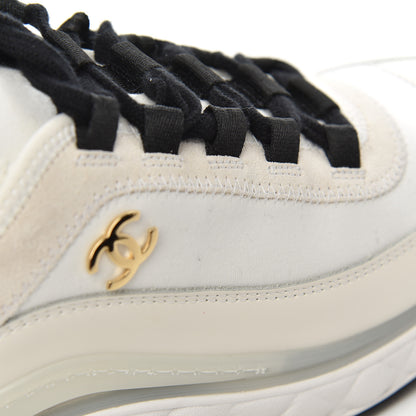 Chanel Velvet Calfskin Mixed Fibers CC Sneakers 35.5 Ivory Black 9 of 14
