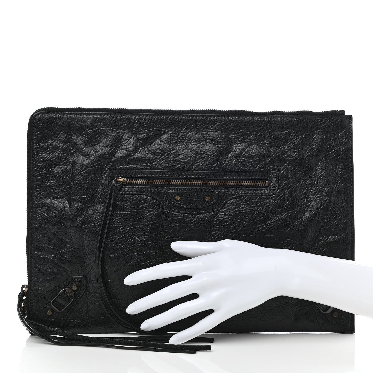 Agneau Classic Hardware Small Pouch Black