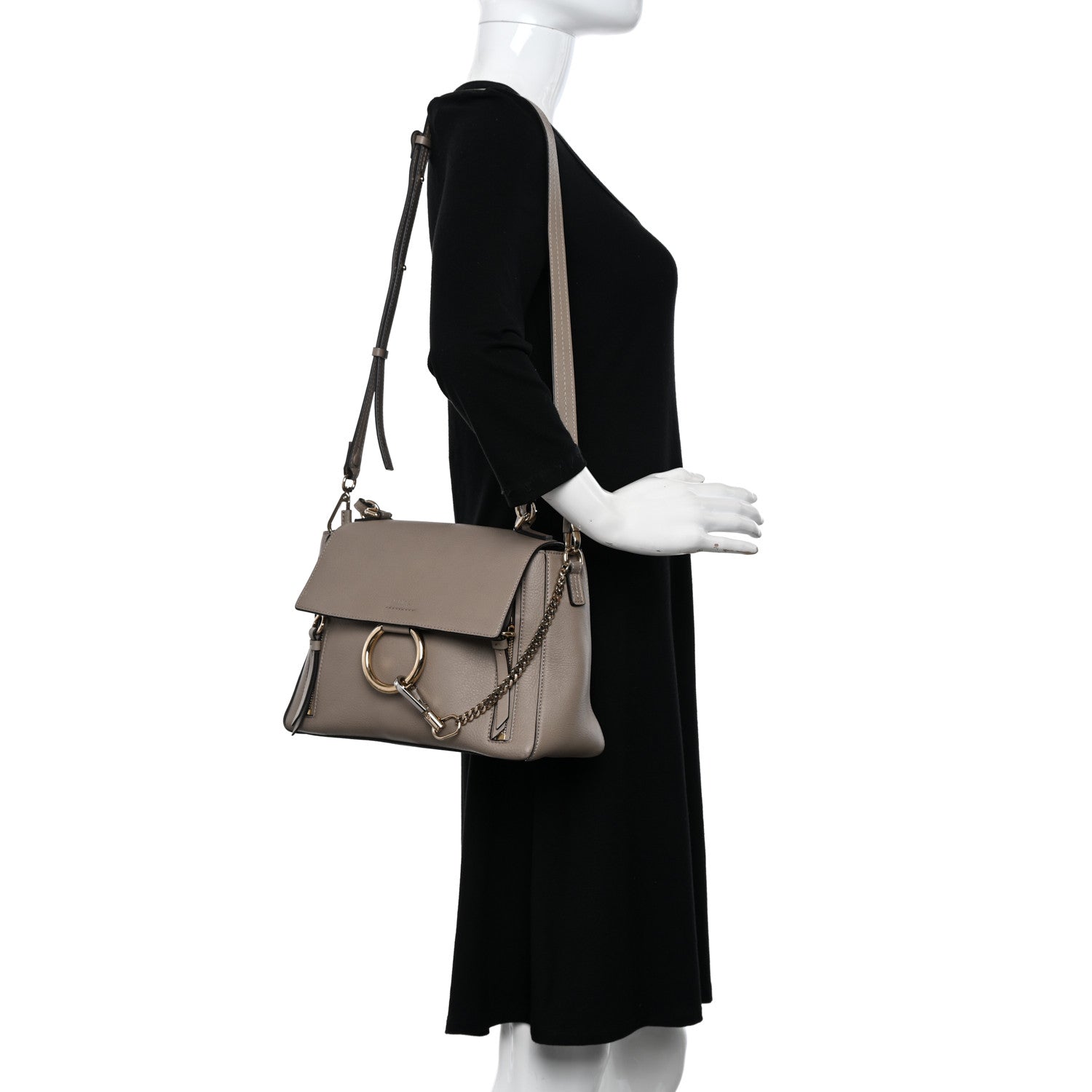 Chloe Calfskin Medium Faye Day Shoulder Bag Motty Grey 2 of 17