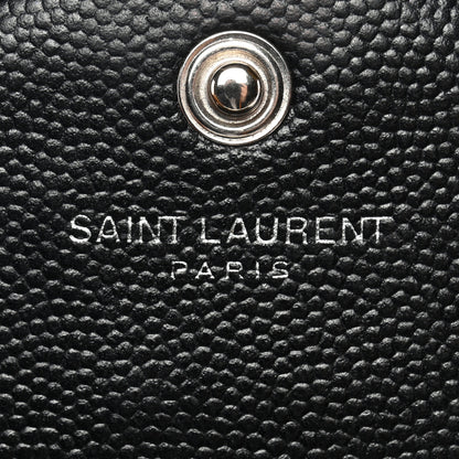 Saint Laurent Grain De Poudre Matelasse Chevron Monogram Chain Wallet  Black 6 of 12