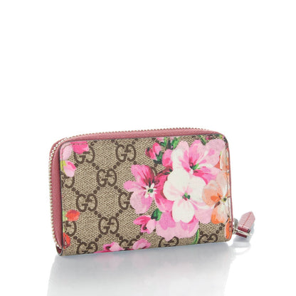 Gucci GG Supreme Monogram Blooms Zip Around Card Case Wallet Beige Multicolor Dry Rose 2 of 5
