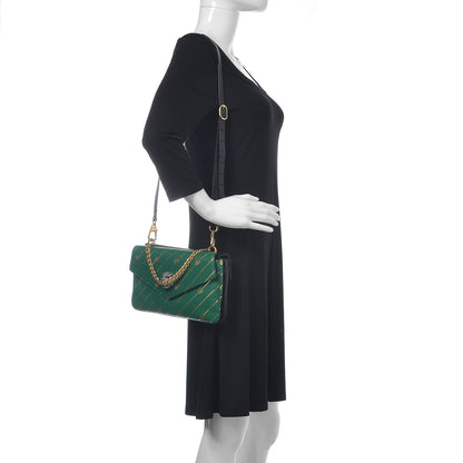 Gucci Calfskin Diagonal GG Medium Thiara Double Envelope Shoulder Bag Emerald Green Black 2 of 11