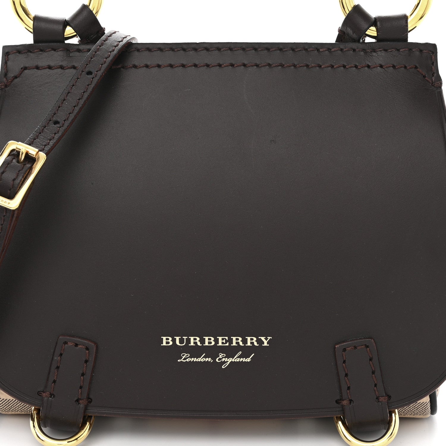 Burberry Haymarket Check Baby Bridle Saddle Bag Dark Clove Brown 7 of 17