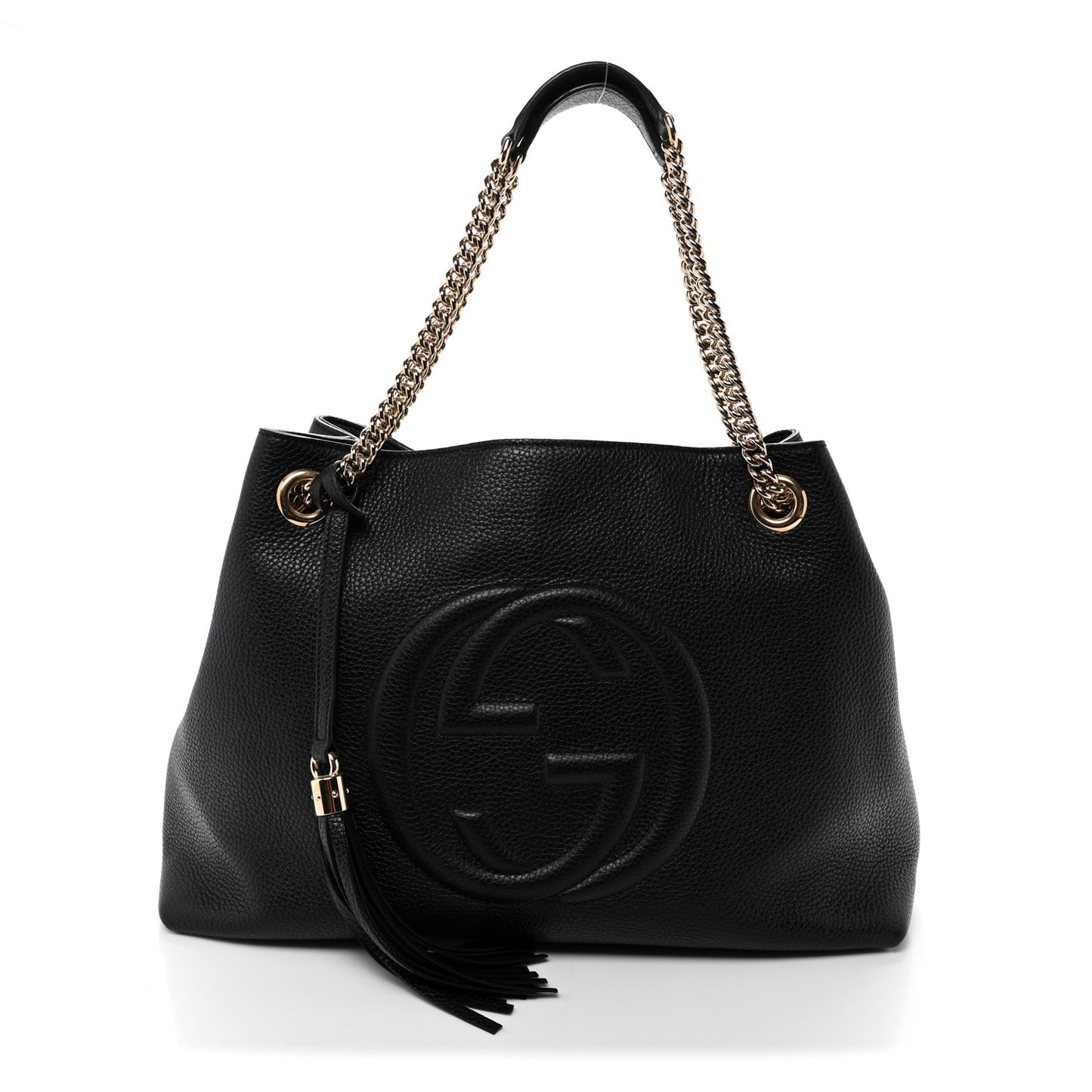 Pebbled Calfskin Medium Soho Chain Shoulder Bag Black