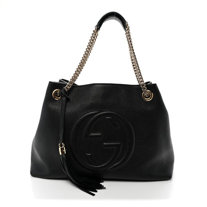 Gucci Pebbled Calfskin Medium Soho Chain Shoulder Bag Black 1 of 10