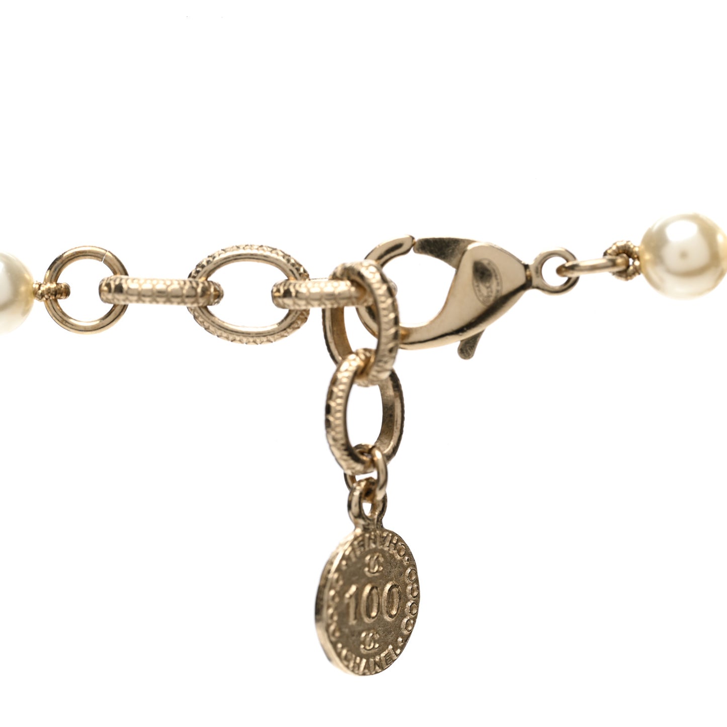 Pearl CC 100th Anniversary Necklace Light Gold