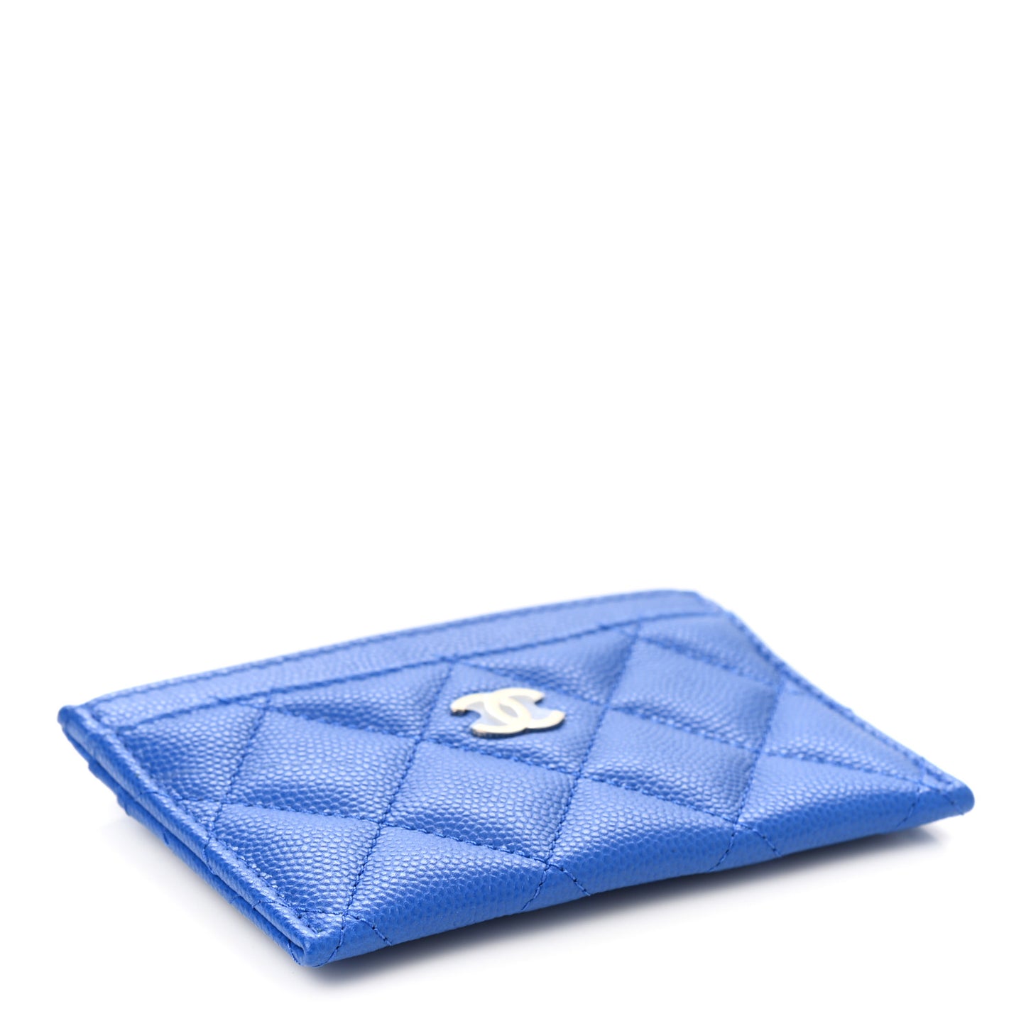Caviar Quilted Card Holder Blue