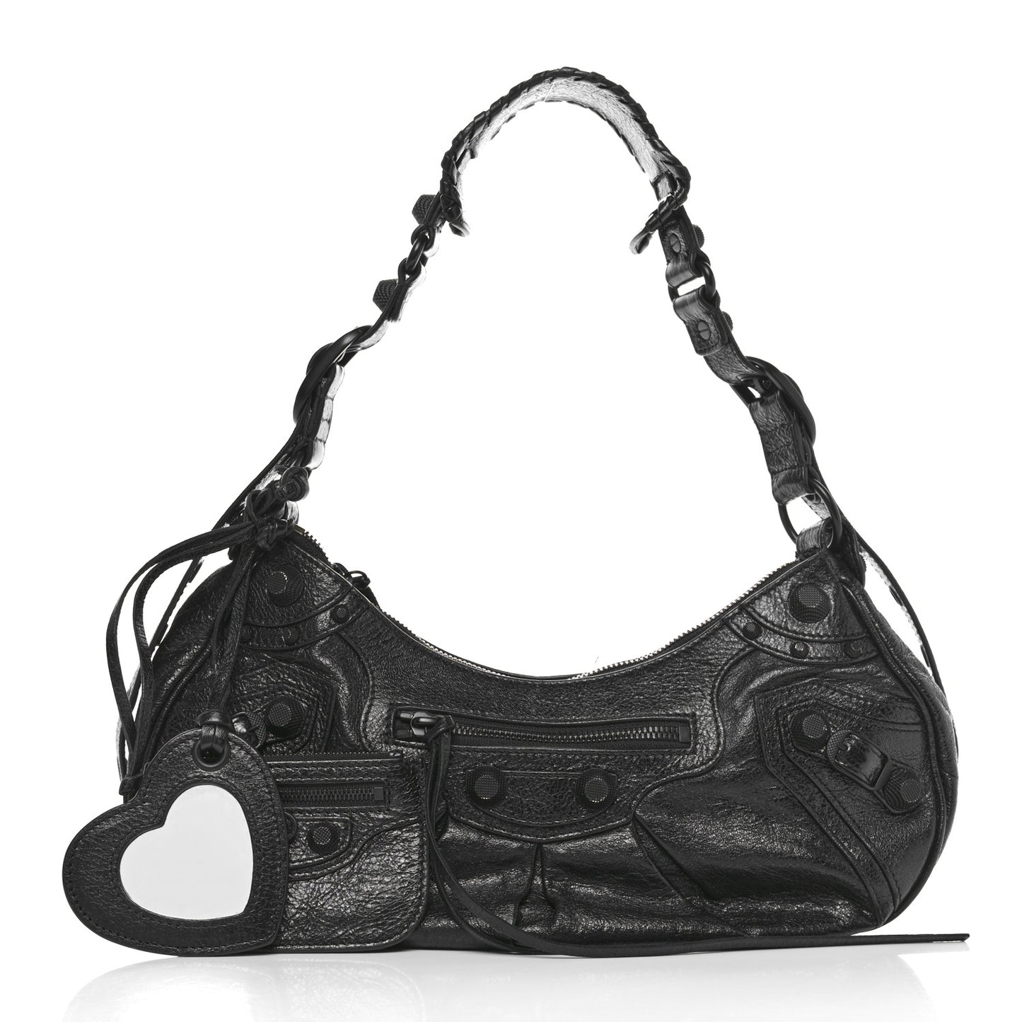 Agneau Arena Monochrome Small Le Cagole Shoulder Bag Black