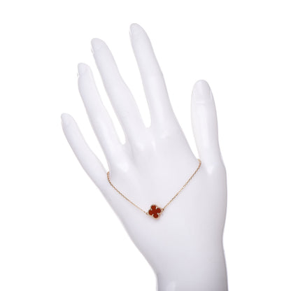 Van Cleef & Arpels 18K Rose Gold Carnelian Sweet Alhambra Bracelet 2 of 6