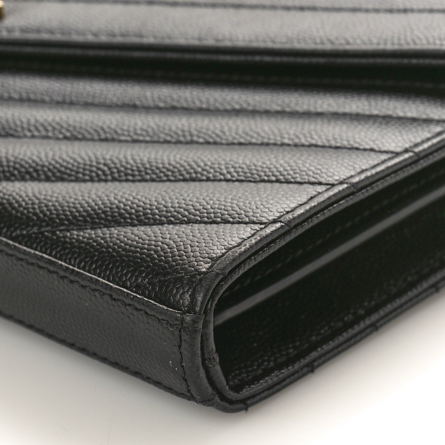 Grain De Poudre Matelasse Chevron Monogram Chain Wallet Black