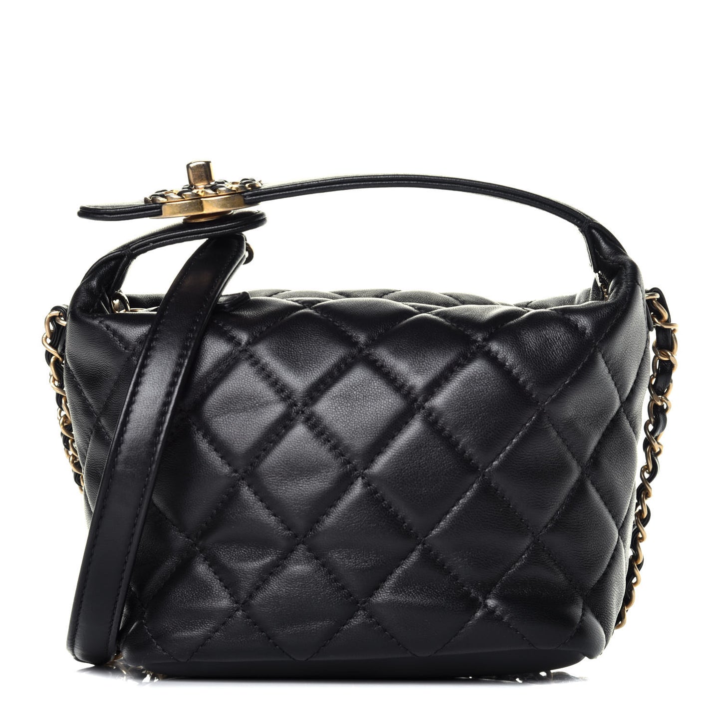 Lambskin Quilted Small Perfect Meeting Hobo Black
