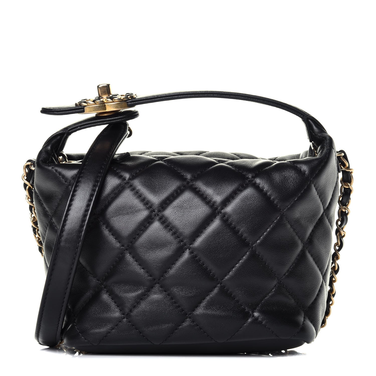 Chanel Lambskin Quilted Small Perfect Meeting Hobo Black 1 of 11