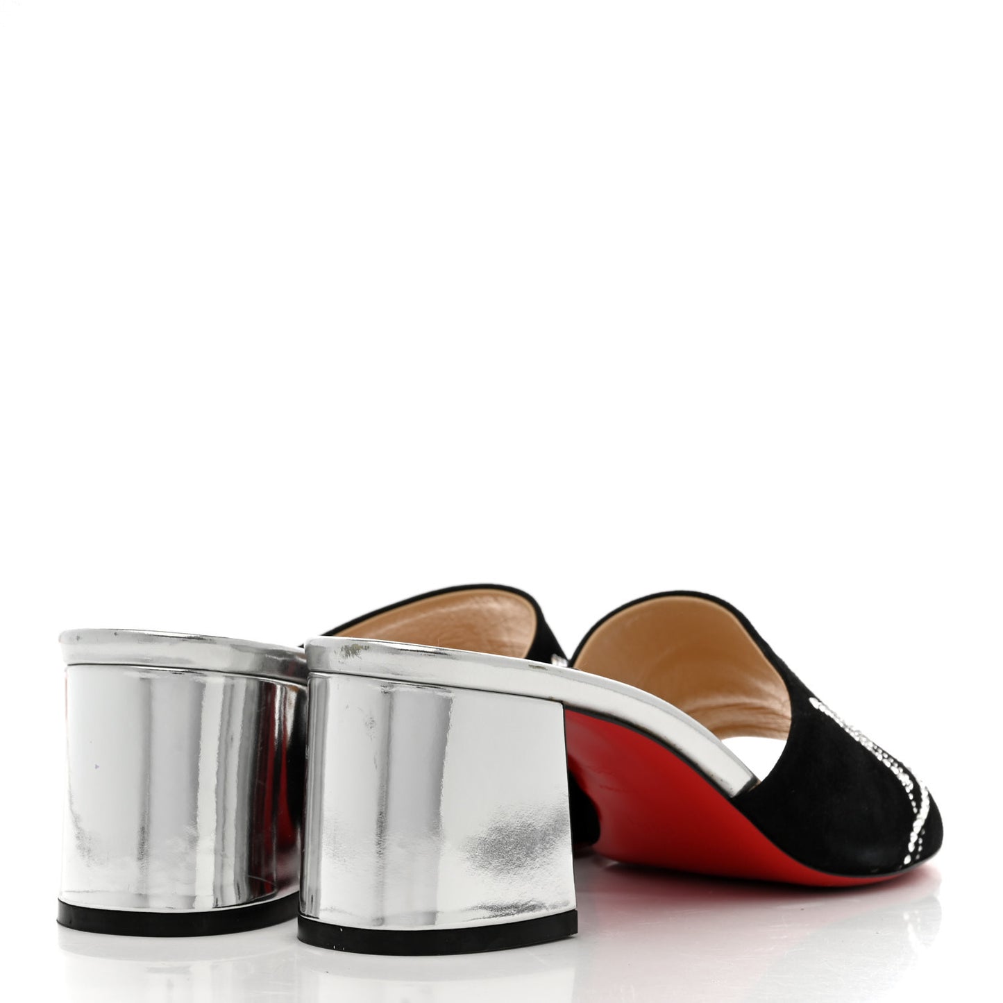 Veau Velours Specchio Dear Home 55 Slide Sandals 38 Black Crystal