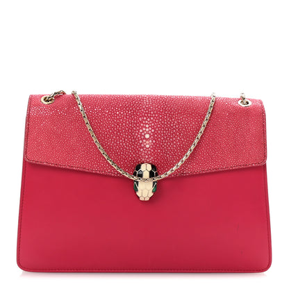 Bulgari Calfskin Galuchat Serpenti Forever Shoulder Bag Pink 1 of 9