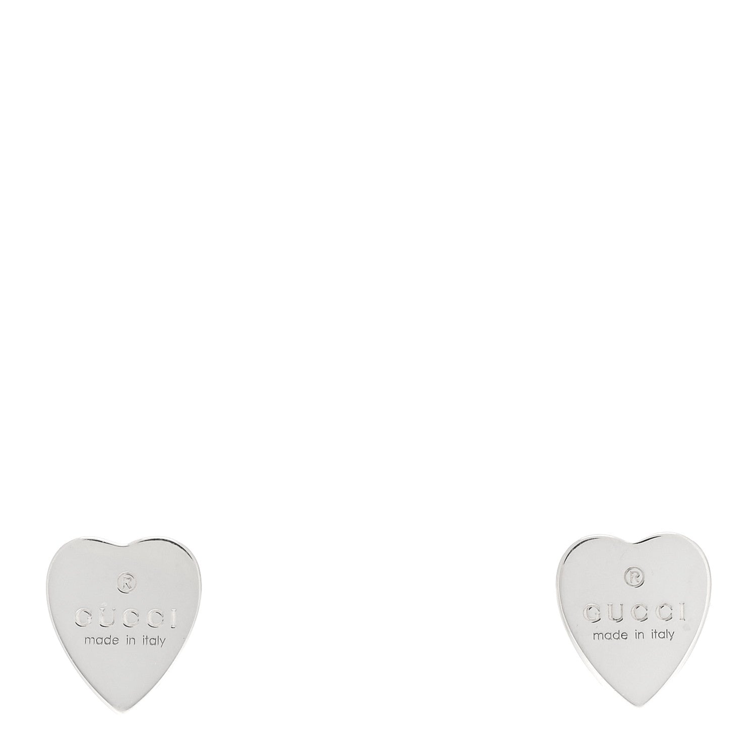 Gucci Sterling Silver Trademark Heart Stud Earrings 1 of 4
