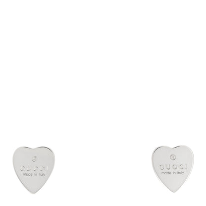 Gucci Sterling Silver Trademark Heart Stud Earrings 1 of 4