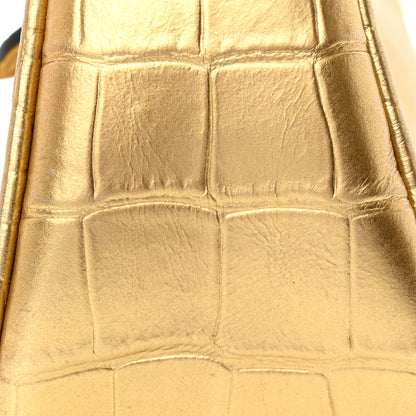 Tom Ford Metallic Calfskin Crocodile Embossed Mini Bianca Hobo Gold 13 of 15