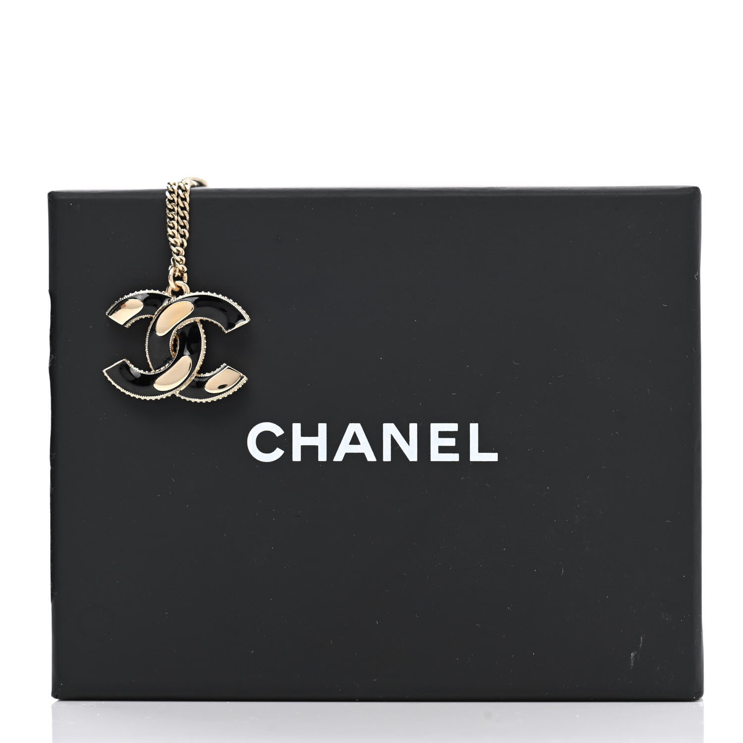 Chanel Enamel CC Pendant Necklace Black Light Gold 7 of 7
