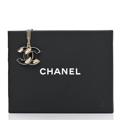 Chanel Enamel CC Pendant Necklace Black Light Gold 7 of 7