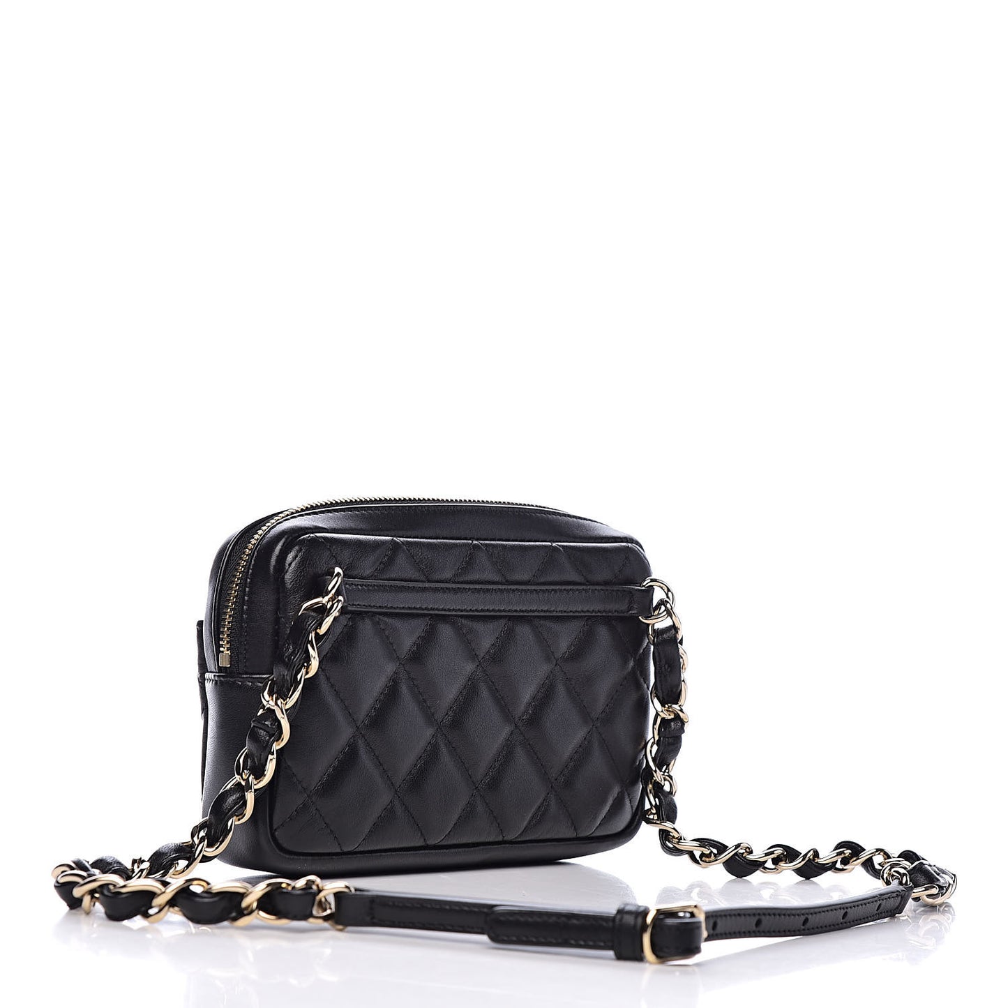 Lambskin Quilted Waist Bag Black