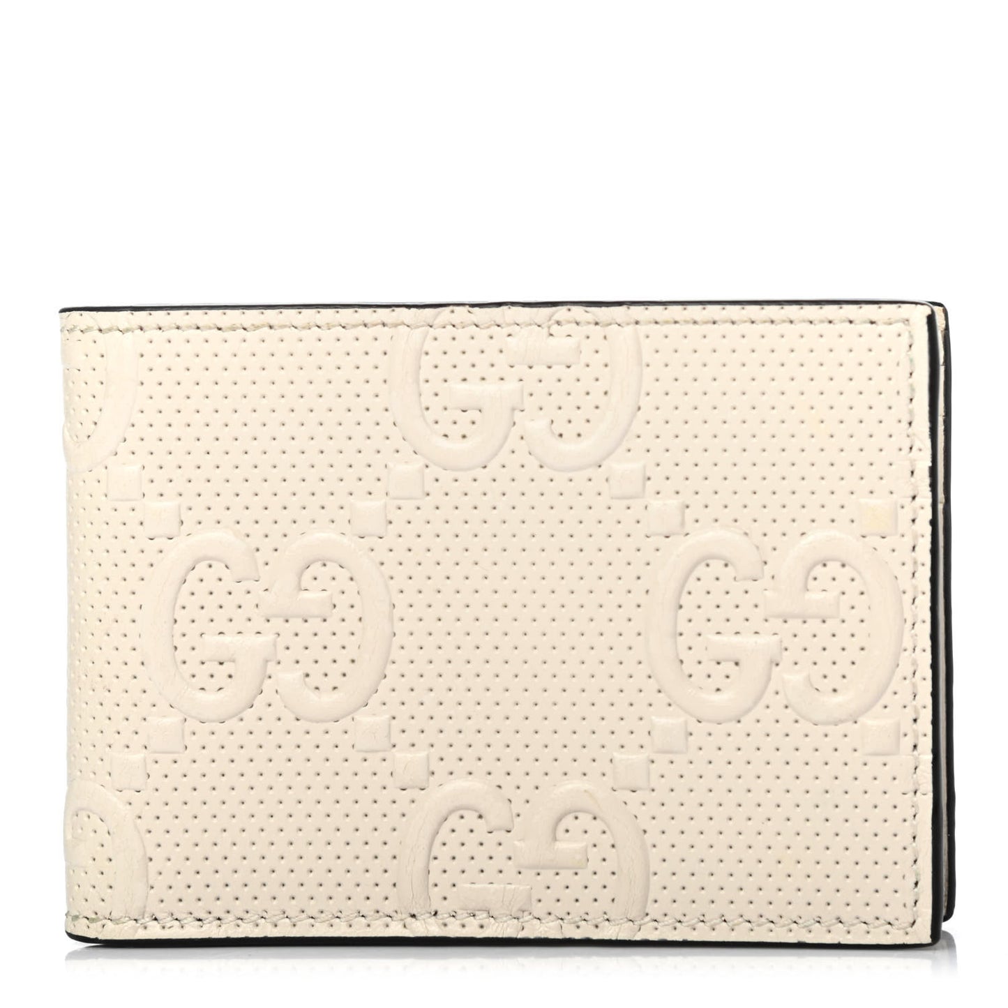 Calfskin GG Tennis Embossed Bi-Fold Wallet Mystic White