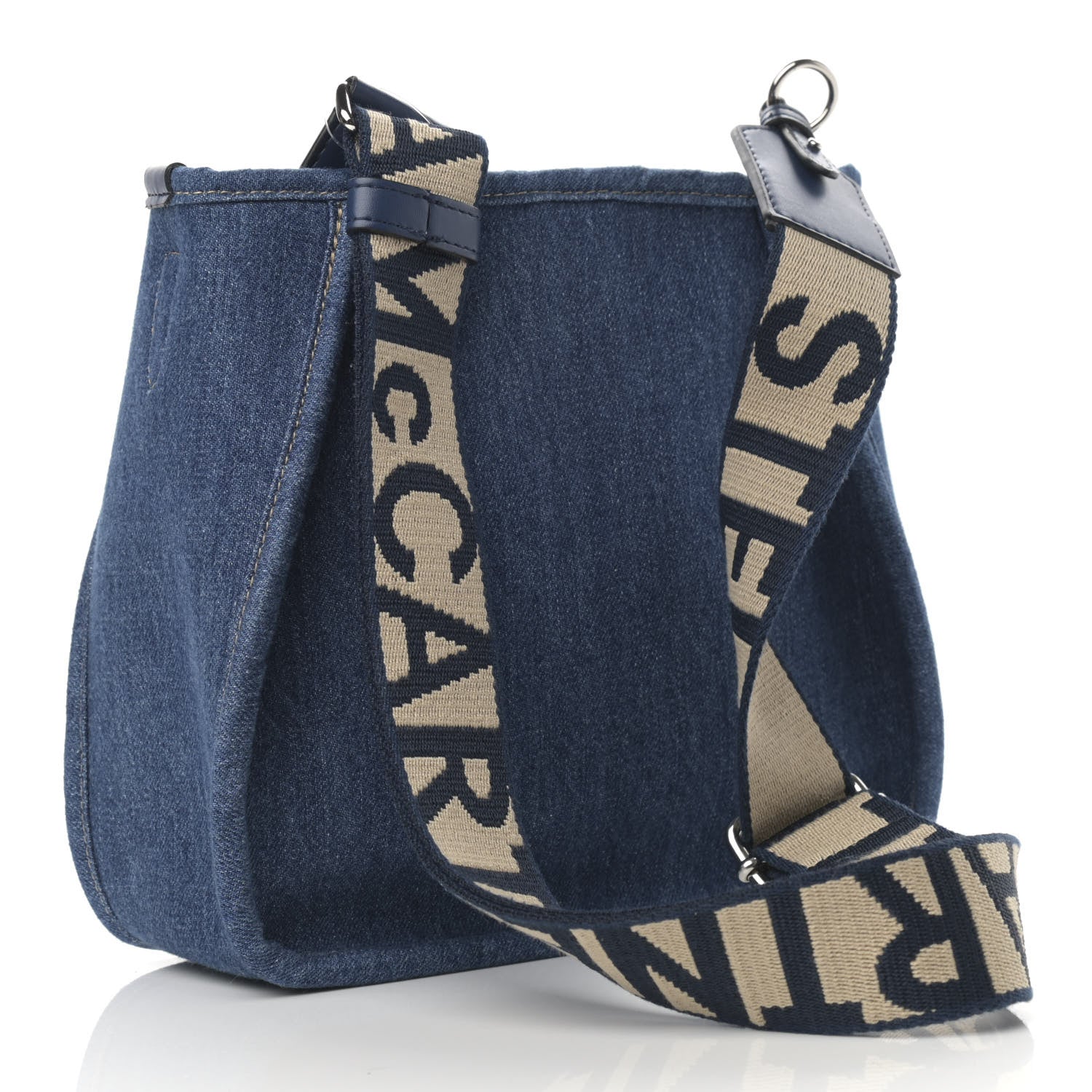 Stella McCartney Eco Alter Denim Perforated Logo Mini Crossbody Orion Blue 3 of 12