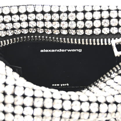 Alexander Wang Mesh Crystal Rhinestone Mini Heiress Pouch Black Silver 6 of 11