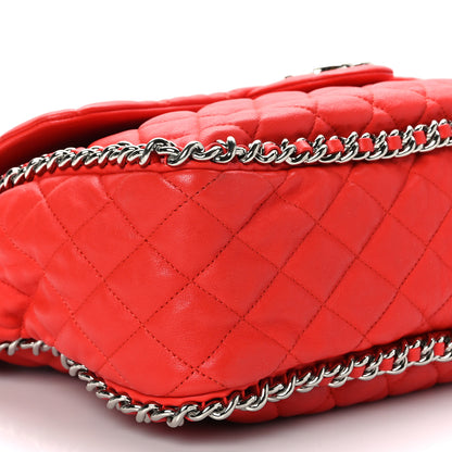 Chanel Washed Lambskin Quilted Maxi Chain Around Flap Red 8 of 9
