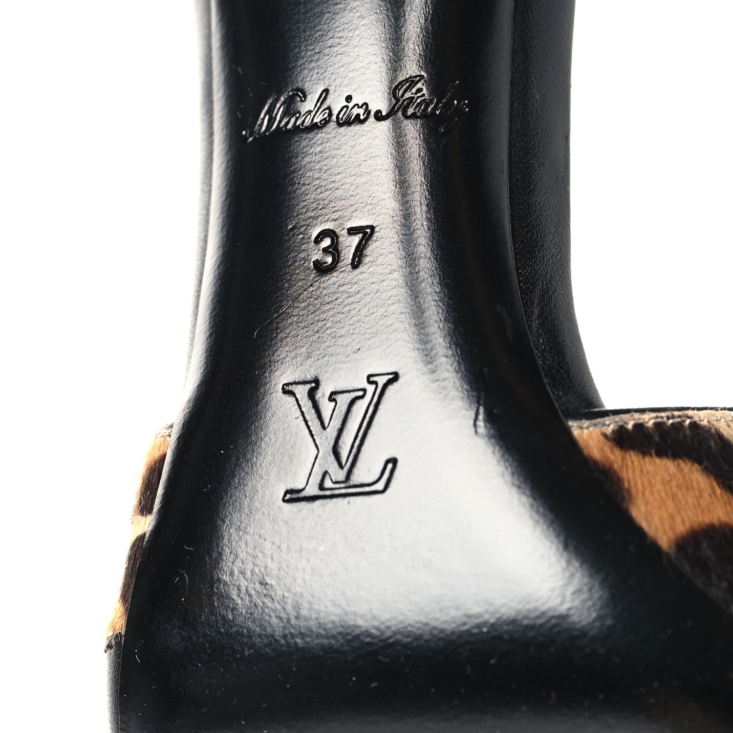 Louis Vuitton Calfskin Pony Hair Leopard Revival Mules 37 Brown 8 of 9