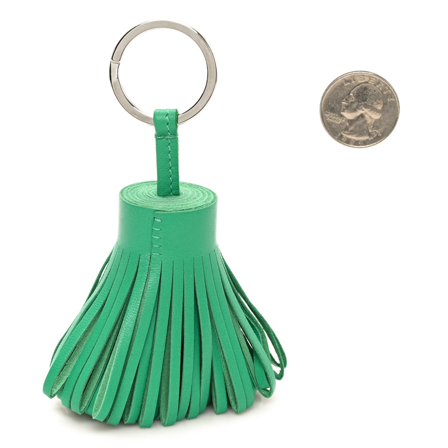 Hermes Lambskin Carmen Tassel Key Holder Menthe 2 of 3