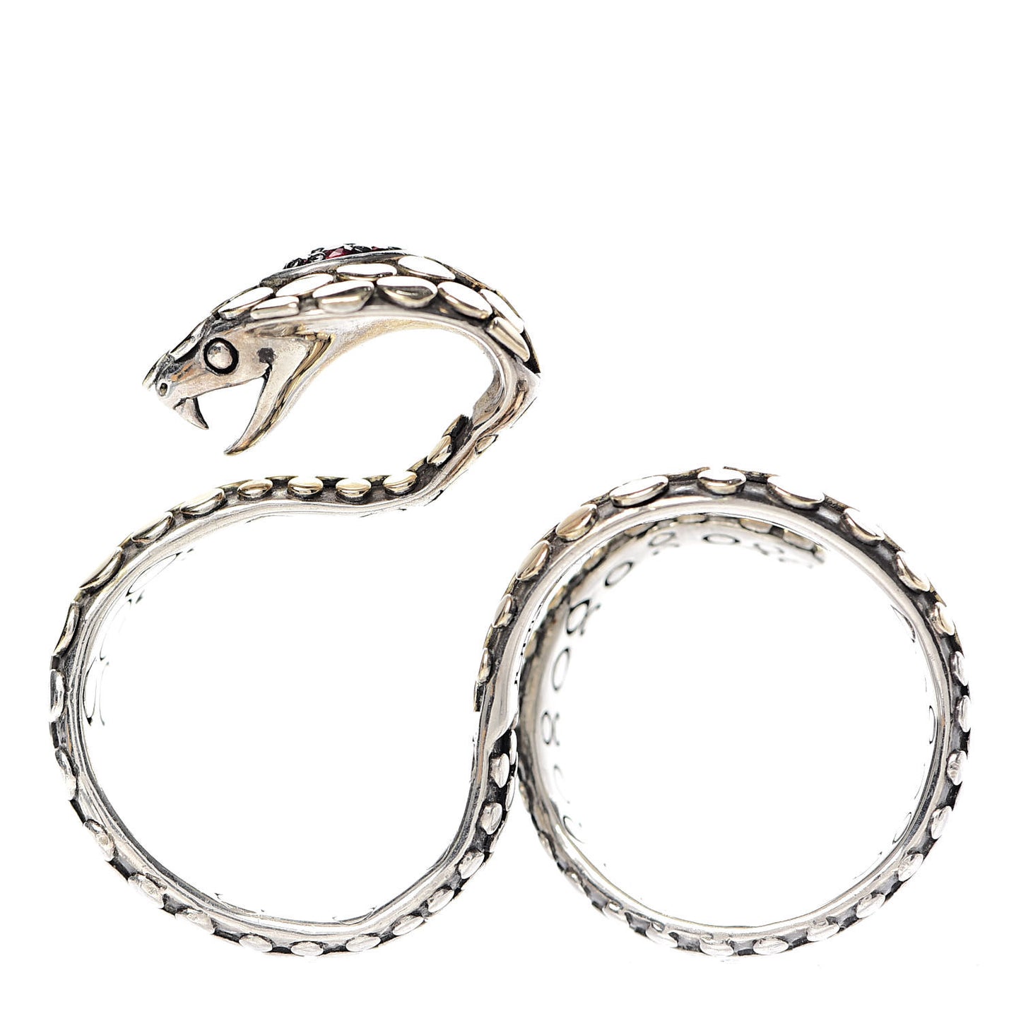 Sterling Silver 18K Yellow Gold Orange Sapphire Cobra Knuckle Ring 52 6