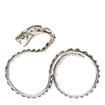 John Hardy Sterling Silver 18K Yellow Gold Orange Sapphire Cobra Knuckle Ring 52 6 4 of 6